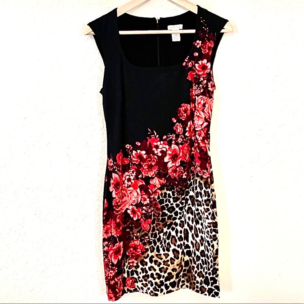 Cache Floral Animal Mix Print Sleeveless Dress